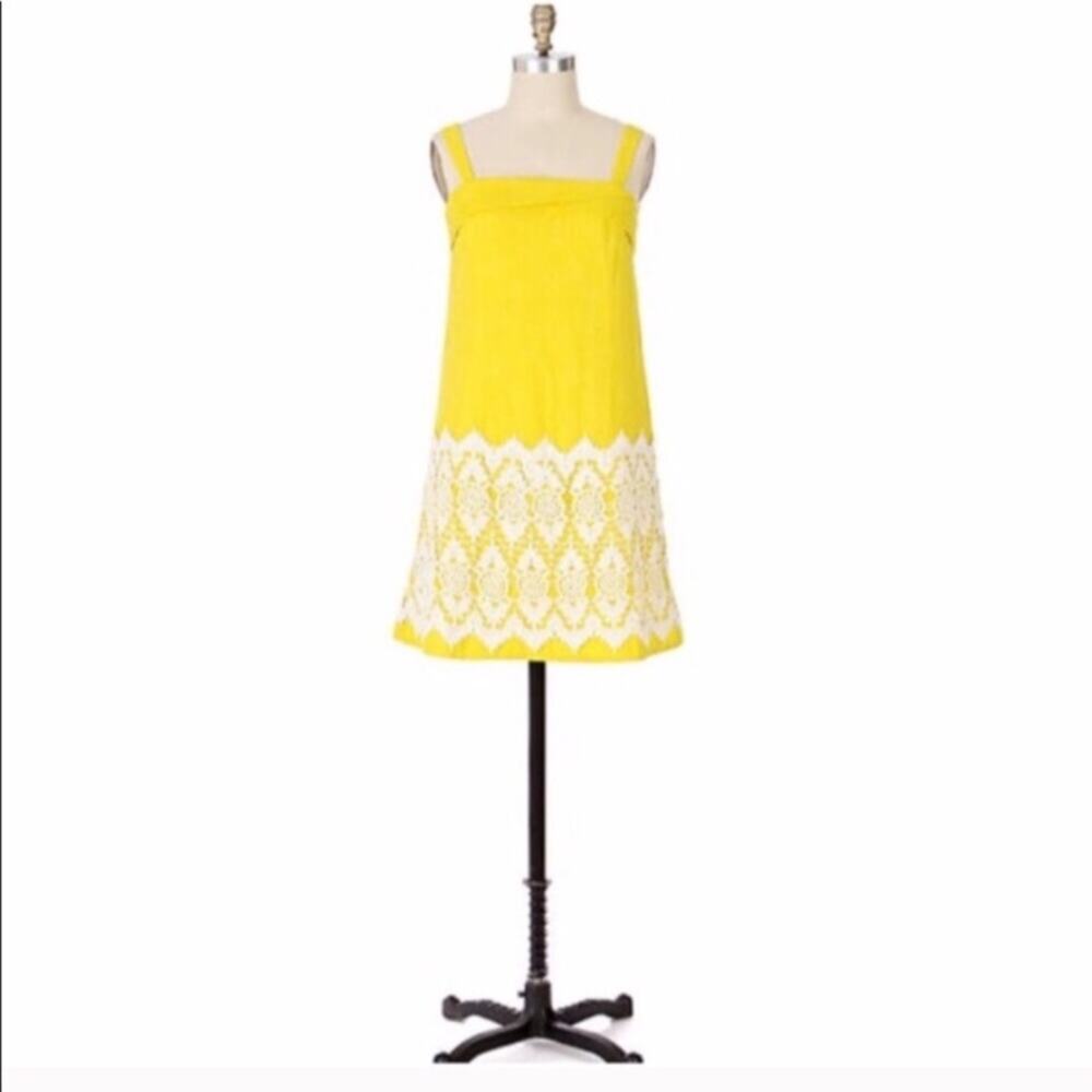 Anthro Floreat Rare Yellow White Cloud Sun Dress